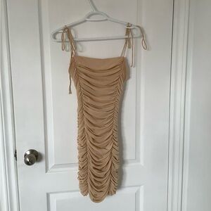 New with tags. Envy dress. Tan runched mini dress